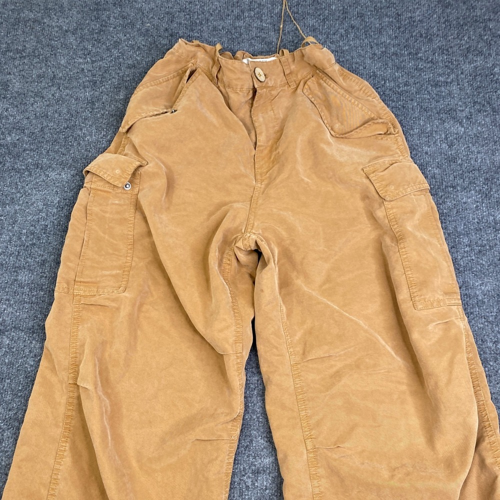 Moussy Women Tan Lyocell Blend Wide Leg Cargo Pants Size 1 028HAZ30-0521 - Picture 2 of 15